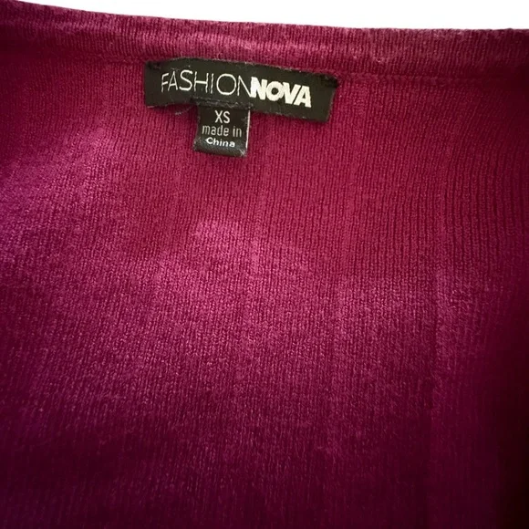 Fashion Nova elegant wine-colored women's sweater, size XS, made of viscose - Picture 8 of 11